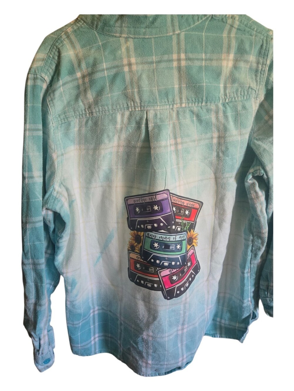 Upcycled Cassette Tape Flannel Shirt One Of A Kind. #0067 - Picture 3 of 7